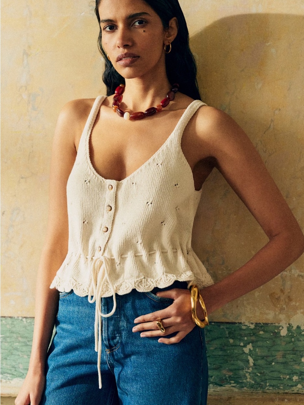 Sezane Giselle Top Cream - Size XXS